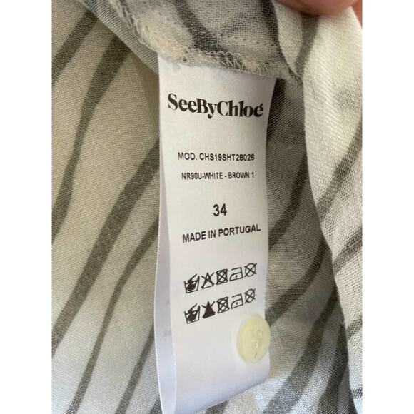 See By Chloé Women's Zebra Striped Blouse - White Brown - Picture 6 of 6